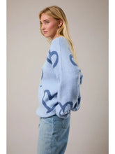 Load image into Gallery viewer, Light Blue Long Sleeve Heart Print Sweater