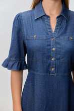 Load image into Gallery viewer, Stretched Chambray Collared Midi Dress