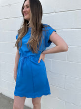 Load image into Gallery viewer, Scallop Hem Drawstring Luxe Knit Dress
