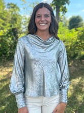 Load image into Gallery viewer, Metallic Cowl Neck Blouse