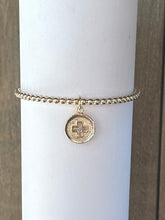 Load image into Gallery viewer, Classic 3mm Bead Signature Cross Disc Bracelet - Gold