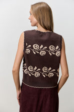 Load image into Gallery viewer, Dark Brown Floral Sweater Vest