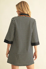 Load image into Gallery viewer, Striped Shift Dress with Contrast Collar Ruffle