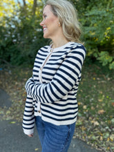 Load image into Gallery viewer, Navy Striped Knit Cardigan