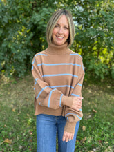 Load image into Gallery viewer, Mock Neck Striped Oversized Sweater