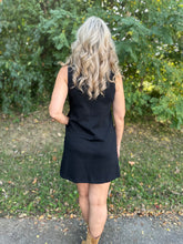 Load image into Gallery viewer, Black High Neck Button Detail Dress