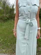Load image into Gallery viewer, Collared Button Down Belted Midi Dress
