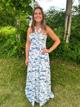 Load image into Gallery viewer, Scenic Blue Print Halter Maxi Dress
