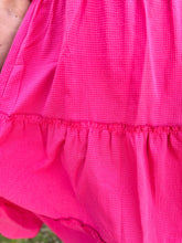 Load image into Gallery viewer, Pink & Red Gingham Tiered Midi Dress