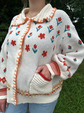 Load image into Gallery viewer, Relaxed Fit Floral Stitch Sweater