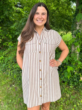Load image into Gallery viewer, Striped Collared Button Down Mini Dress