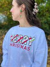 Load image into Gallery viewer, "Peppermint Stick" Long-Sleeve Crew-Neck Blousant Oversized Fleece