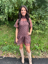 Load image into Gallery viewer, Polka Dot High Neck Back Tie Mini Dress