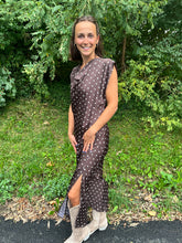 Load image into Gallery viewer, Cowl Neck Polka Dot Slit Dress