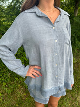 Load image into Gallery viewer, Indigo Drapy Linen Button Down & Linen Shorts Set
