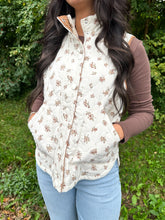 Load image into Gallery viewer, Floral Quilted Zip Front Mock Neck Vest