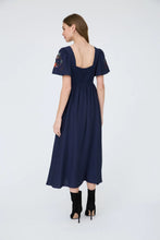 Load image into Gallery viewer, Embroidery Detail Bell Sleeve Midi Dress