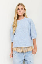 Load image into Gallery viewer, Heathered Contrast Trim Short Sleeve Knit Sweater