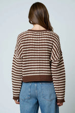 Load image into Gallery viewer, Stripe Crochet Knit Button Down Cardigan