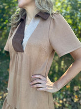 Load image into Gallery viewer, Short Sleeve Suede V Neck Dress