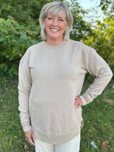 Load image into Gallery viewer, Mélange Poncho Long-Sleeve Crew-Neck Rounded- Bottom Hi-Lo