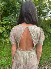 Load image into Gallery viewer, Gold Foil Flutter Sleeve Midi Dress