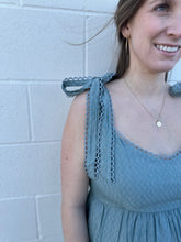 Load image into Gallery viewer, Scallop Eyelet Trim Tie Strap Midi Dress