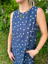 Load image into Gallery viewer, Dusty Blue Sleeveless Polka Dot Midi Dress