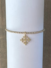 Load image into Gallery viewer, Classic Bead Beaded Cross Encompass Charm Bracelet - Gold