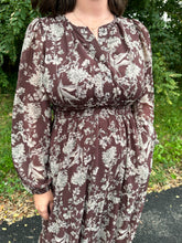 Load image into Gallery viewer, Long Sleeve Woven Print Tiered Maxi Dress
