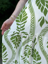 Load image into Gallery viewer, Cream and Green Flutter Sleeve Print Maxi Dress