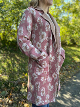 Load image into Gallery viewer, Winter Rose Floral Print Collared Sweater Coat