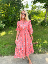 Load image into Gallery viewer, Puff Sleeve Smocked V Neck Dress