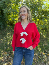 Load image into Gallery viewer, Long Sleeve Front Bow Sweater Cardigan