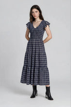 Load image into Gallery viewer, Plaid V Neck Smocked Tiered Midi Dress