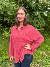 Load image into Gallery viewer, Mineral Wash Waffle Knit Button Up Shacket