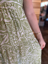 Load image into Gallery viewer, Sea Print Tie Strap Tiered Midi Dress