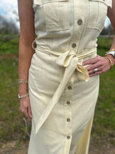 Load image into Gallery viewer, Collared Button Down Belted Midi Dress