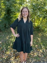 Load image into Gallery viewer, Hunter Green Tiered Corduroy Mini Dress