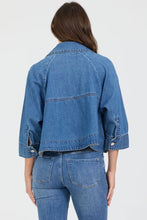 Load image into Gallery viewer, Cristo Collared Raglan Sleeve Denim Jacket - Mid Blue