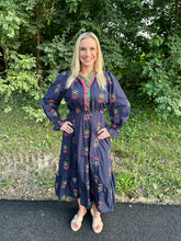Load image into Gallery viewer, Boho Floral Embroidered Midi Dress