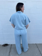 Load image into Gallery viewer, Washed Chambray Denim Tie Waist Wide Leg Pants