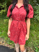 Load image into Gallery viewer, Geometric Print Puff Sleeve Mini Dress