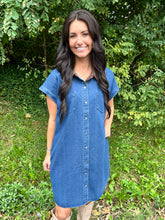 Load image into Gallery viewer, Short Sleeve Denim Shirt Dress
