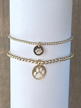 Load image into Gallery viewer, Classic Bead Paw Print Disc Bracelet - Gold