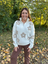 Load image into Gallery viewer, Floral Half Zip Neck Sweater