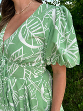 Load image into Gallery viewer, Leaf Green Puff Sleeve Mini Dress