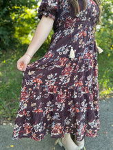 Load image into Gallery viewer, Brown Floral Maxi Dress