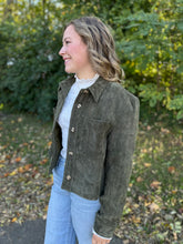 Load image into Gallery viewer, Olive Cropped Corduroy Jacket