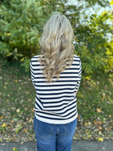 Load image into Gallery viewer, Navy Striped Knit Cardigan
